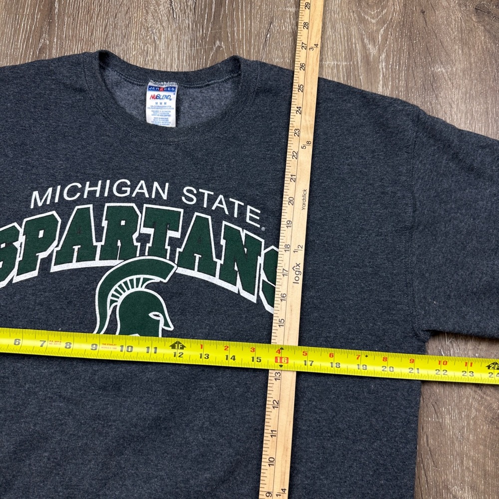 Vintage Jerzees Michigan State Spartans Crewneck Sweatshirt Heather Grey Mens M - Picture 8 of 8